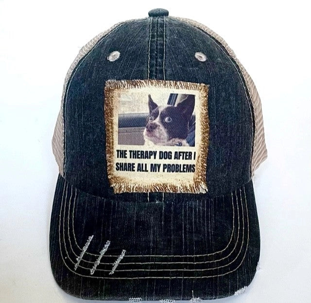 Therapy Dog Distressed Trucker Cap
