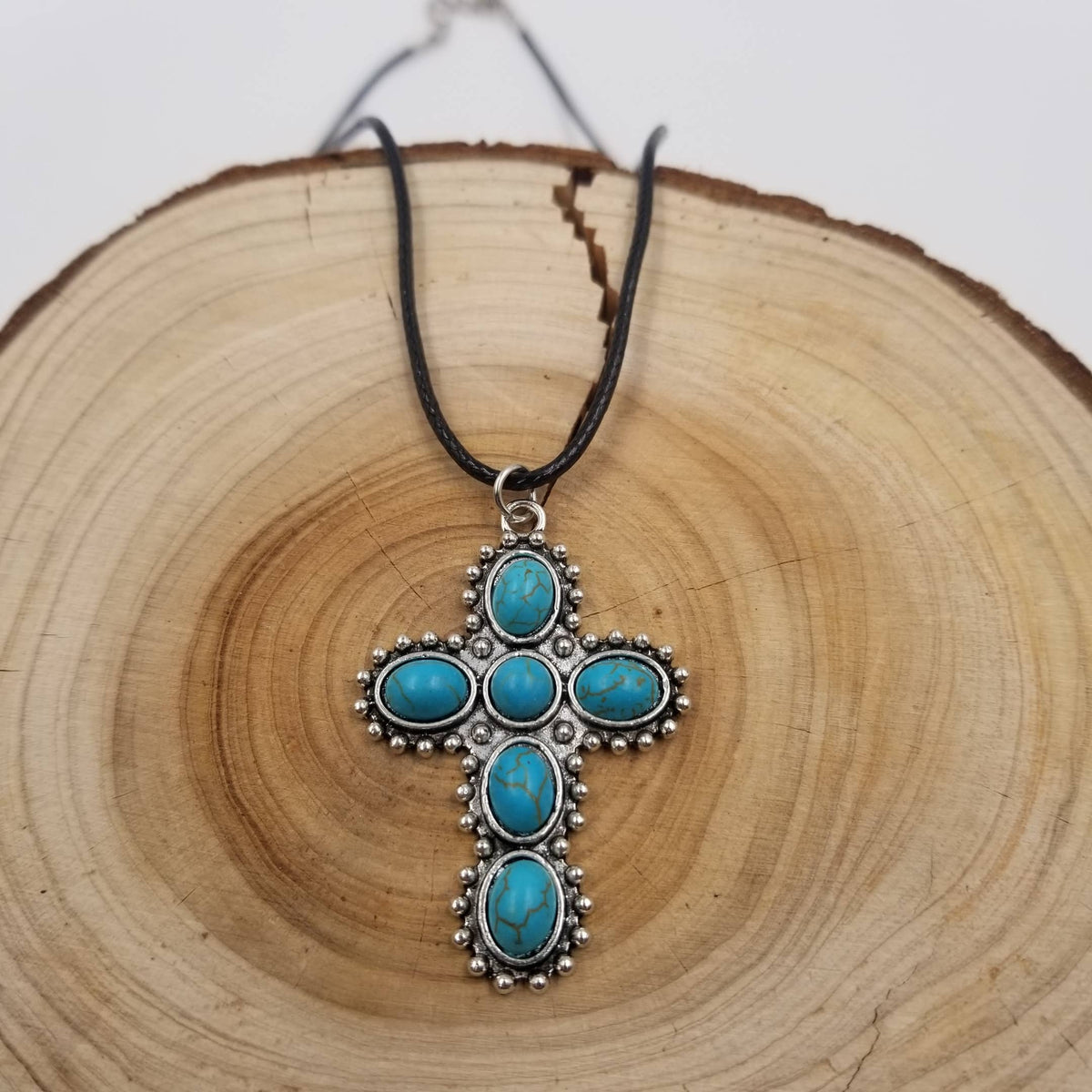 Turquoise Stone Cross Necklace