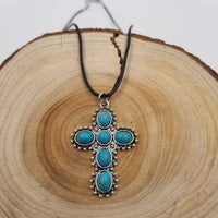 Turquoise Stone Cross Necklace