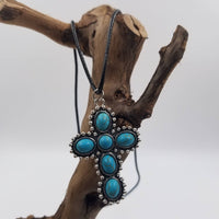 Turquoise Stone Cross Necklace