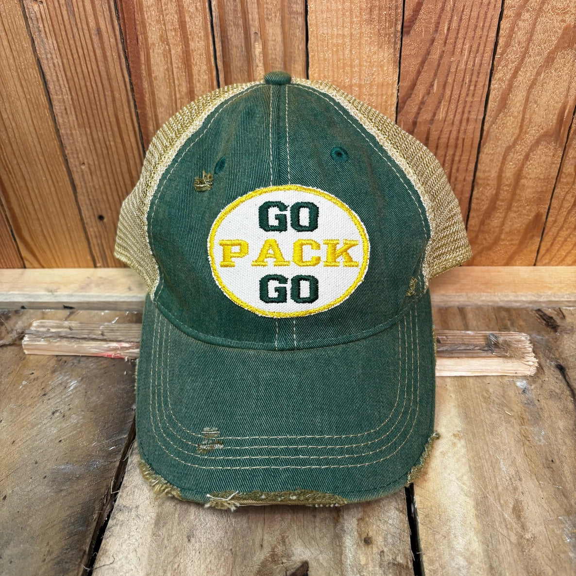 Go Pack Go Distressed Baseball Cap