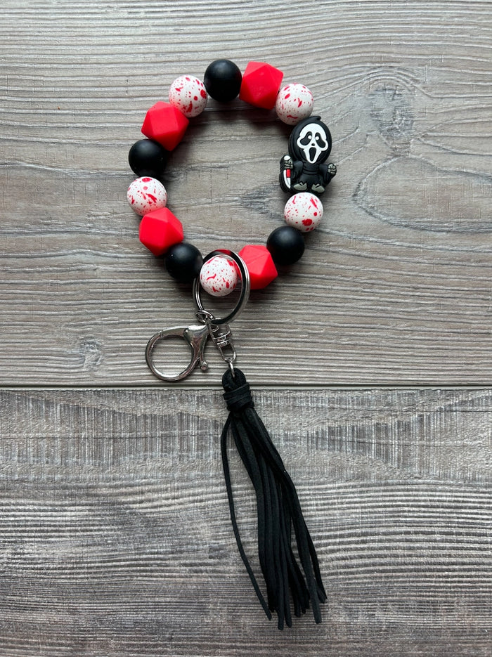 Scream Halloween Silicone Beaded Keychain Bracelet