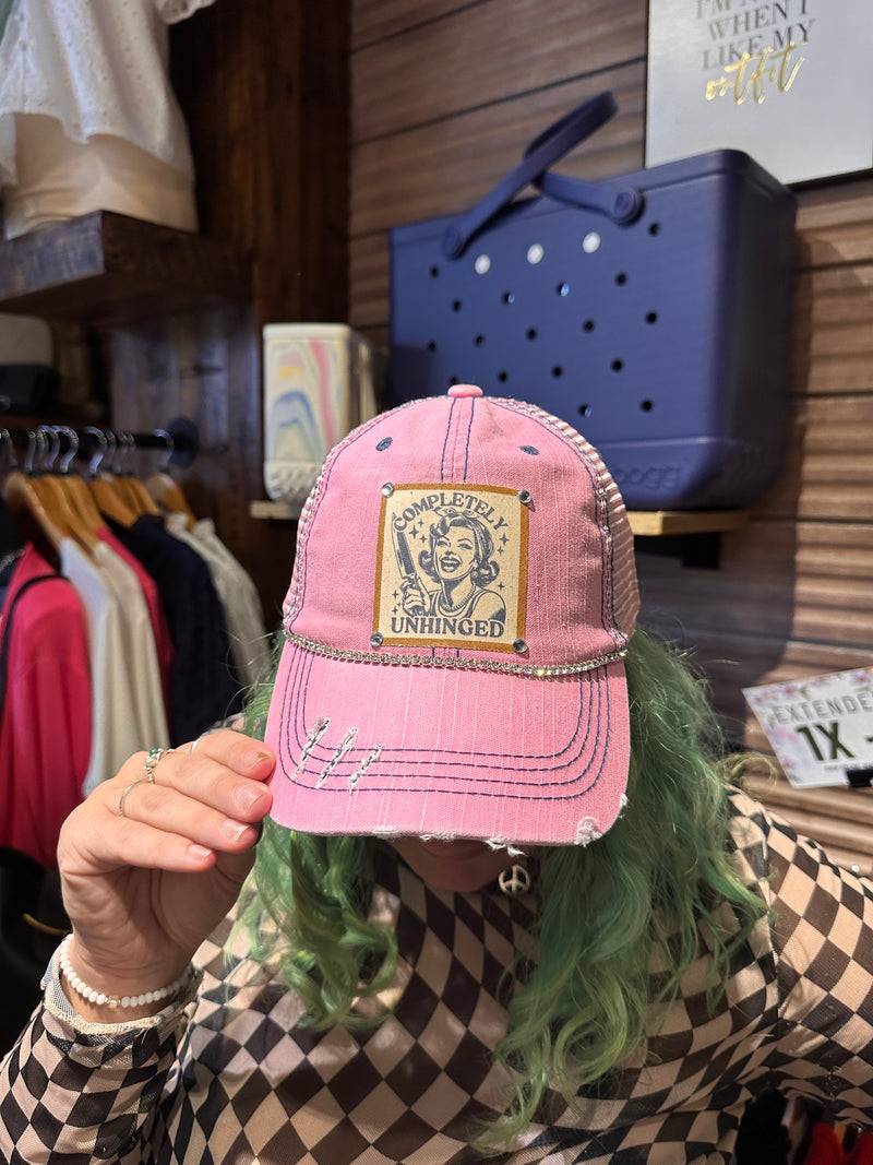 "Completely Unhinged" Distressed Trucker Cap