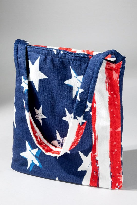 American Flag Print 2-in-1 Towel & Bag