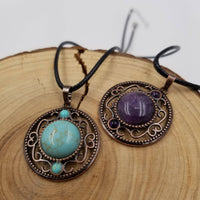 Vintage Natural Stone Pendant Necklace