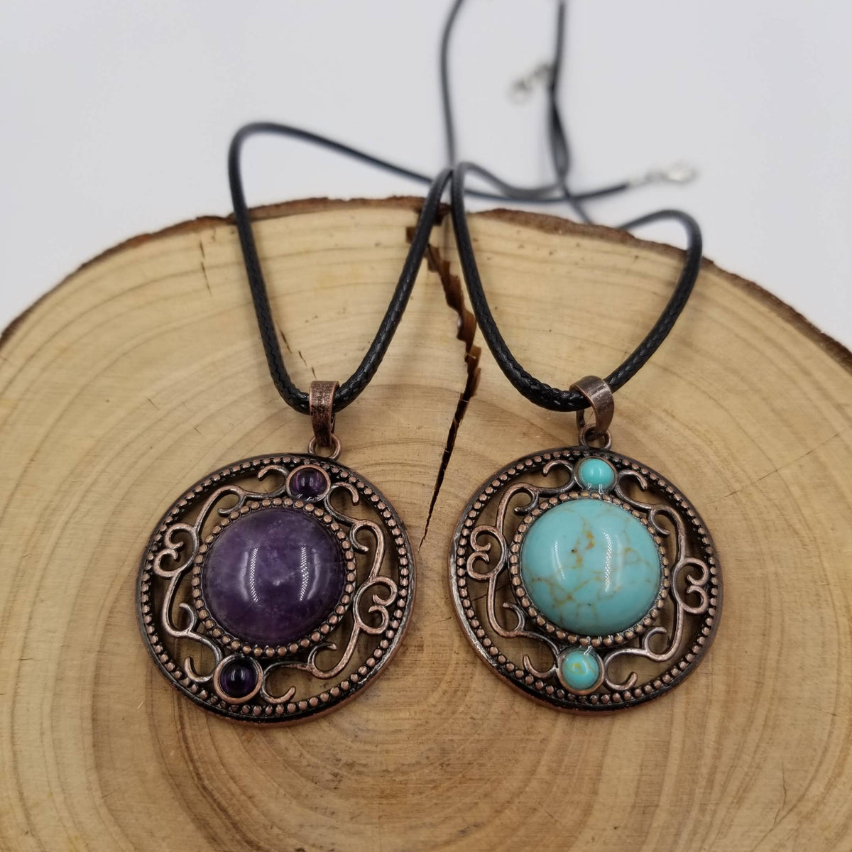 Vintage Natural Stone Pendant Necklace
