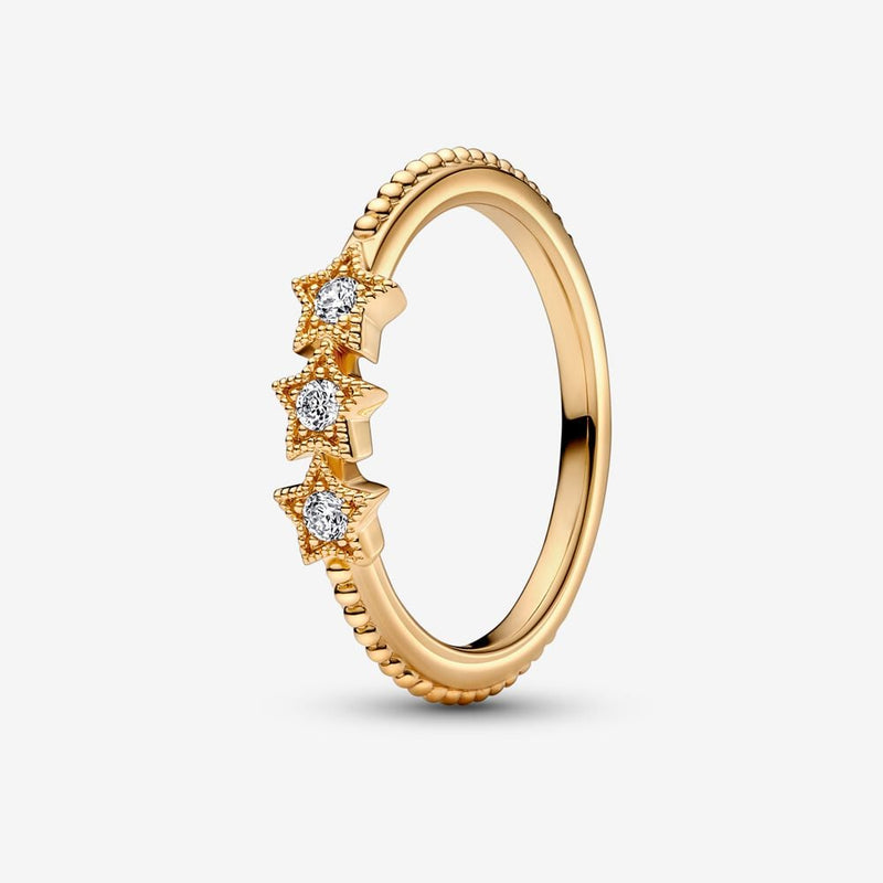 Stars 14k gold-plated ring with clear cubic zirconia size 7.5/56
