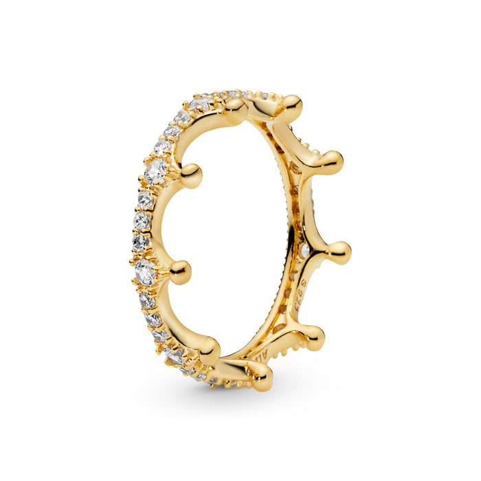 Crown 14k gold-plated ring with clear cubic zirconia size 5/50