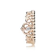 14k Rose gold-plated tiara ring with clear cubic zirconia size 8.5/58