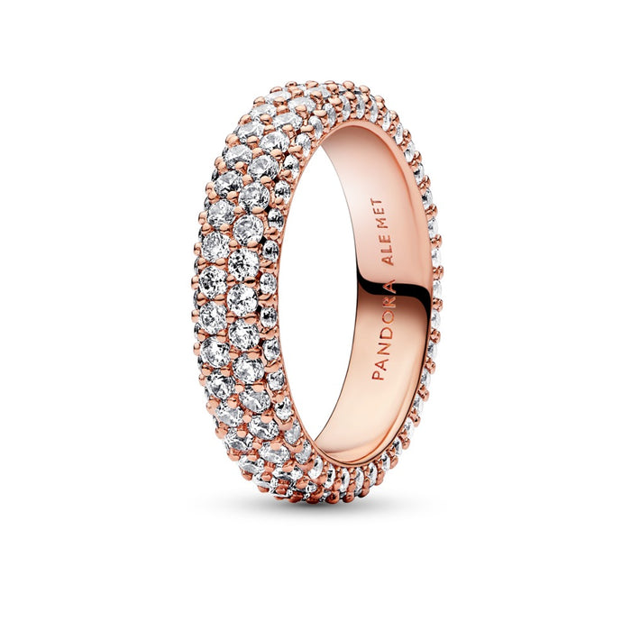 14k Rose gold-plated ring with clear cubic zi size 8.5/58