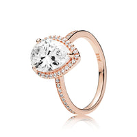 Sparkling Pear Halo Ring