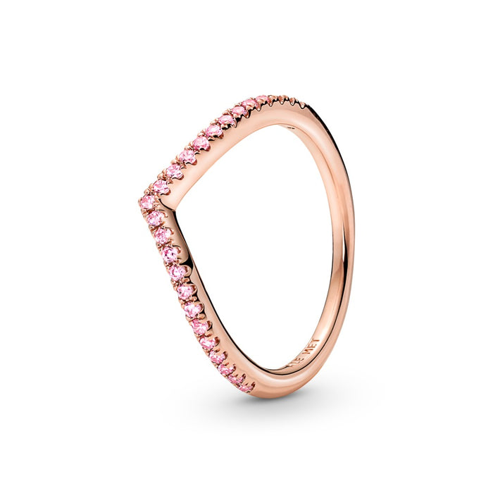 Wishbone 14k rose gold-plated ring with fancy fairy tale pink cubic zirconia size 9/60