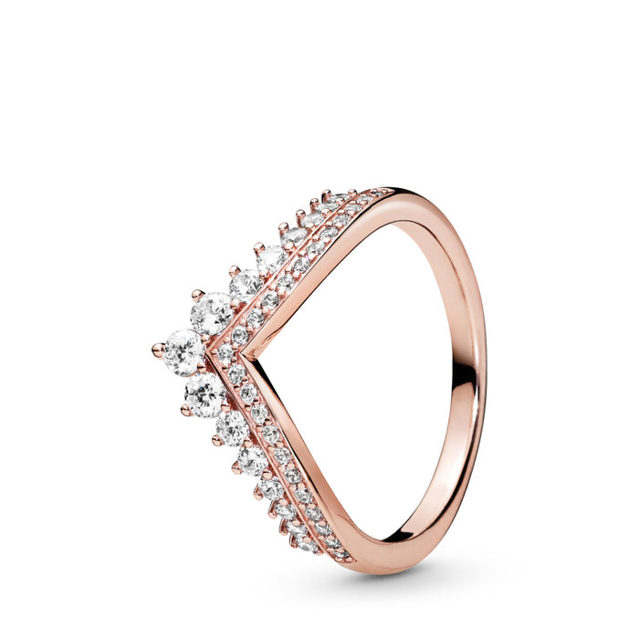 Tiara wishbone 14k rose gold-plated ring with clear cubic zirconia size 6/52