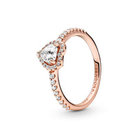 Sparkling Rose Gold Elevated Heart Ring
