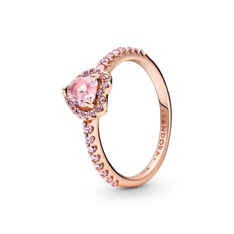 Heart 14k rose gold-plated ring with orchid pink crystal and fancy fairy tale pink cubic zirconia size 7/54