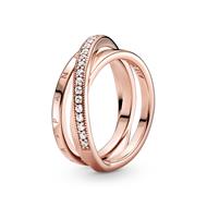 Pandora Signature ring 14k Rose gold-plated with Clear Cubic Zirconia size 7.5/56