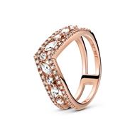 14k rose gold-plated sparkling marquise double wishbone ring size 9/60