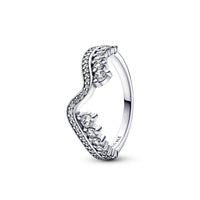 Sparkling Asymmetric Silver Wave Ring