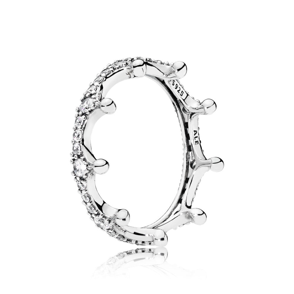 Crown sterling silver ring with clear cubic zirconia size 5/50