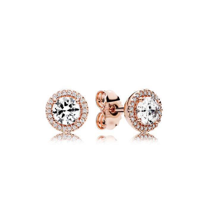 Stud earrings in PANDORA Rose with clear cubic zirconia