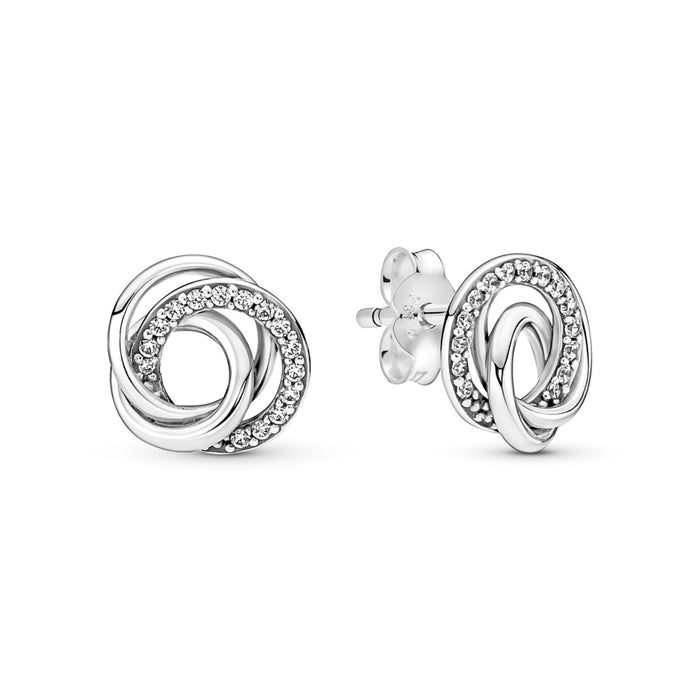 Encircled sterling silver stud earrings with cubic zirconia