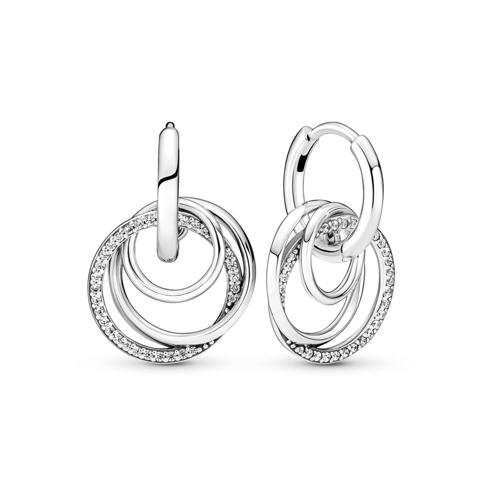 Encircled sterling silver hoop earrings with