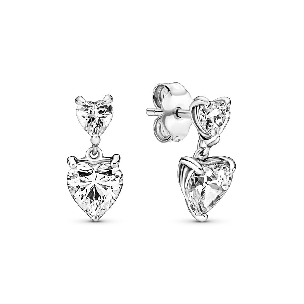 Heart sterling silver stud earrings with clea PU