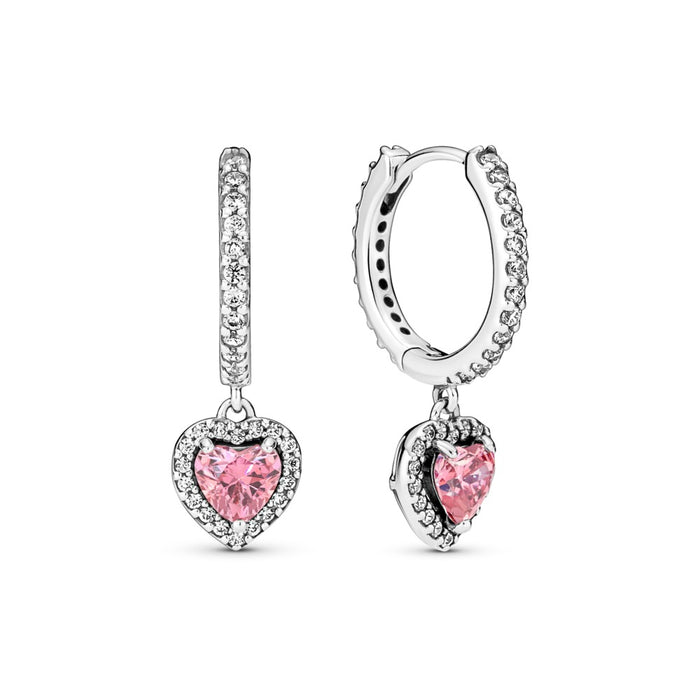 Heart sterling silver hoop earrings with  PU
