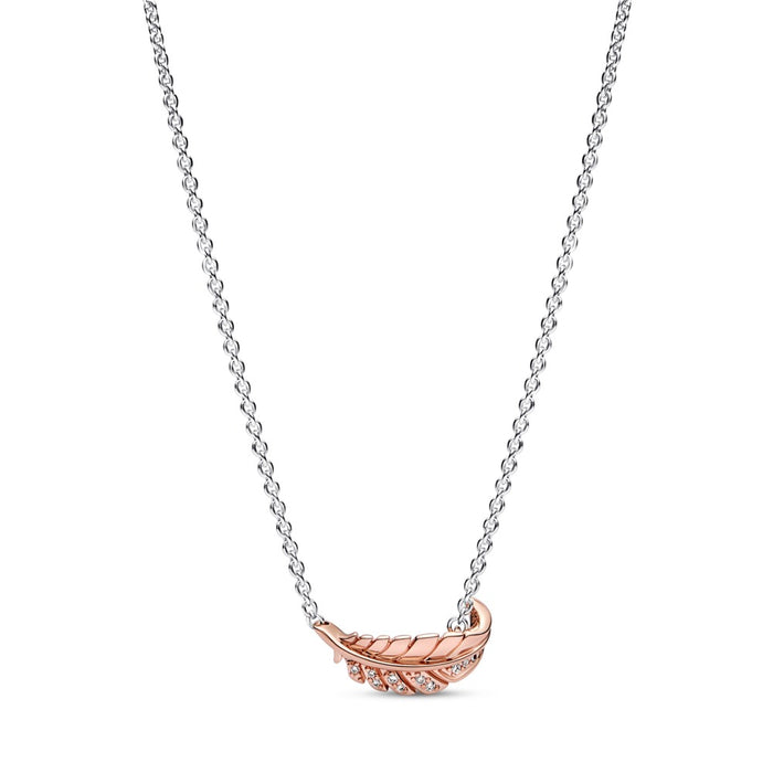 Feather sterling silver and 14k rose gold-pla