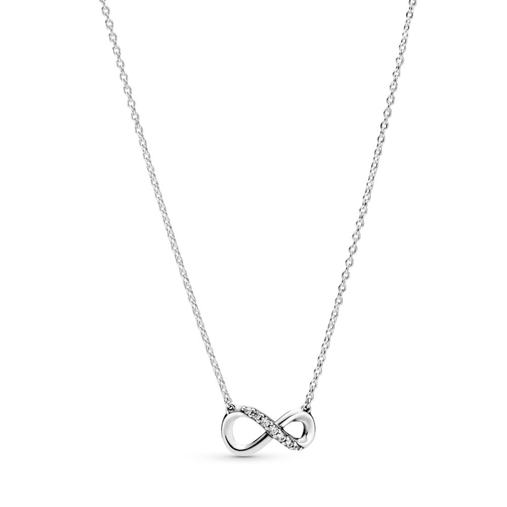 Infinity sterling silver collier with clear cubic zirconia 50cm