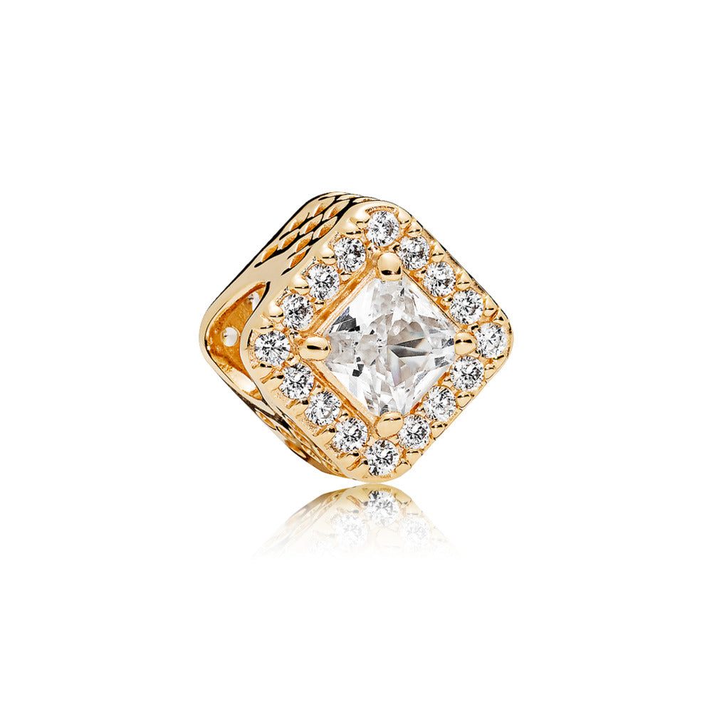 CHARM 14KT GOLD - clear cz