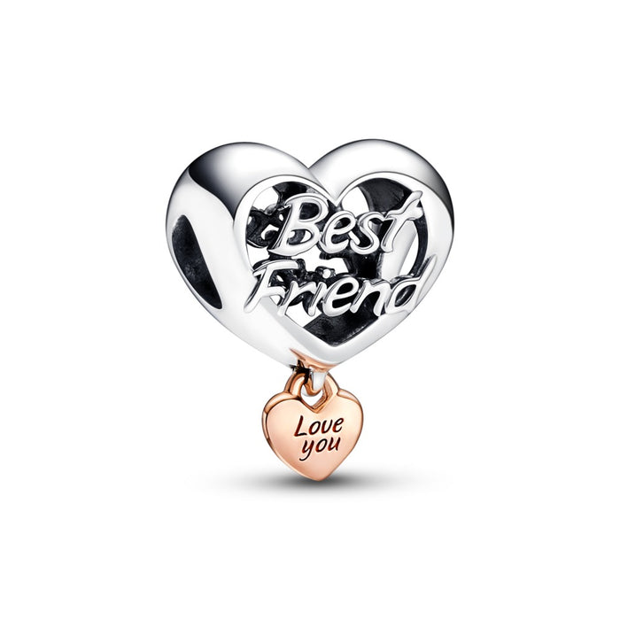 Best friend sterling silver and 14k rose gold-plated charm PU