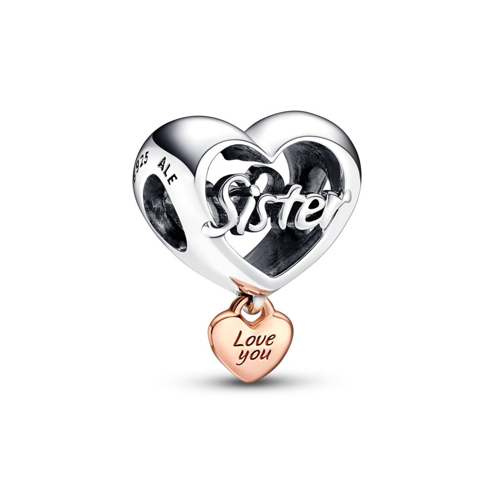 Sister sterling silver and 14k rose gold-plat PU