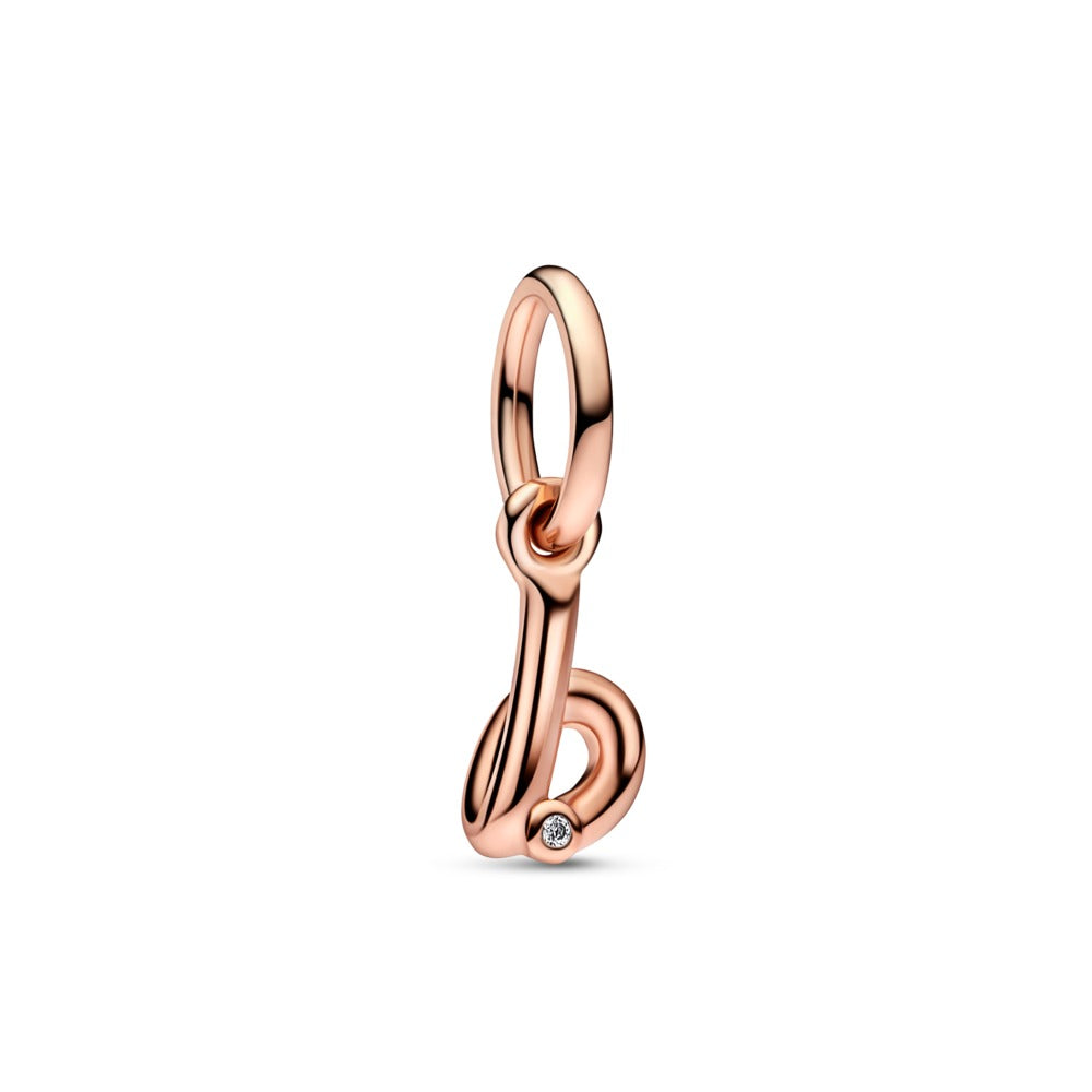 Letter b 14k rose gold-plated dangle with cle