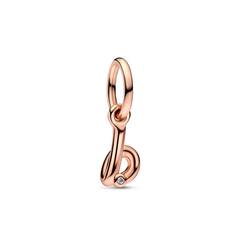 Letter b 14k rose gold-plated dangle with cle