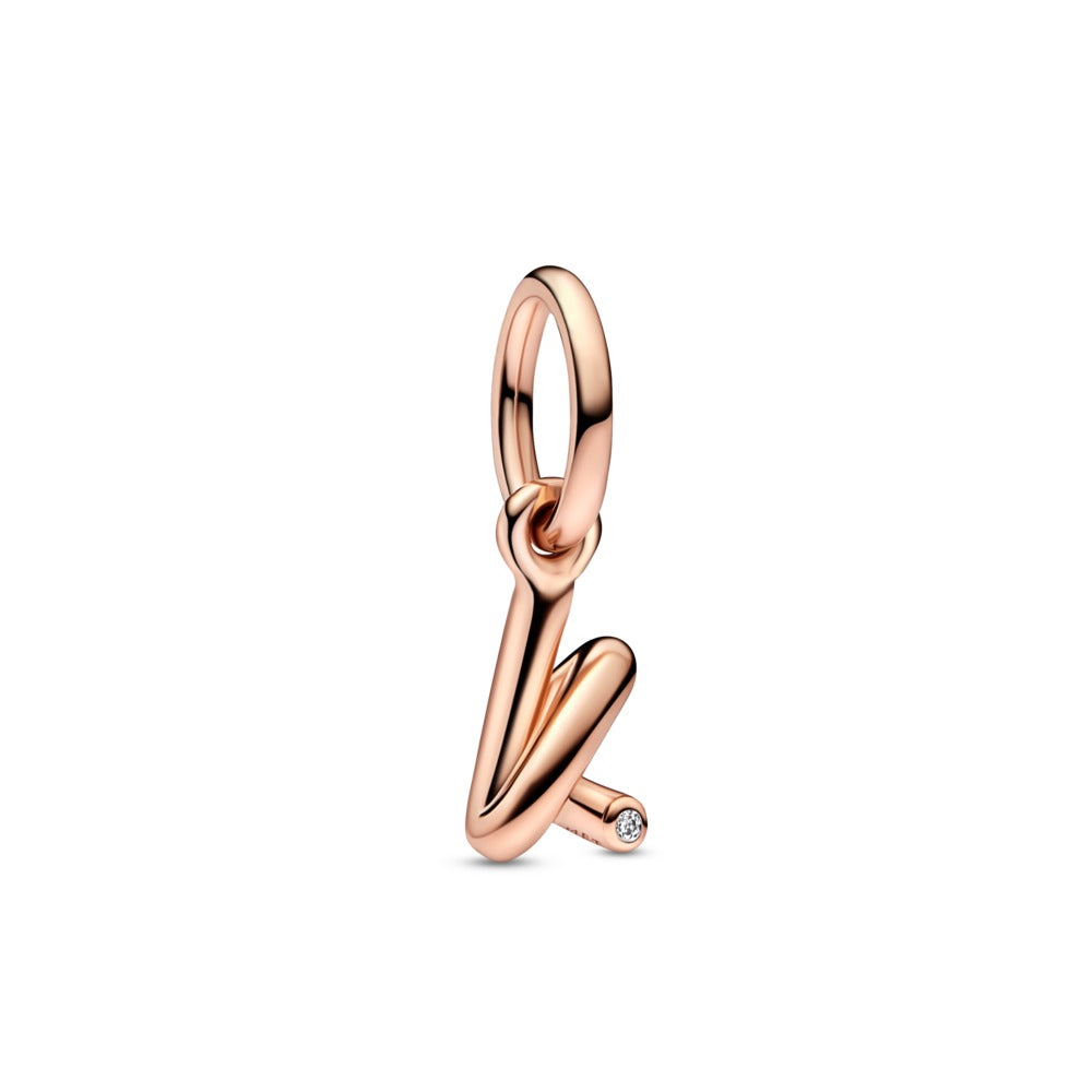 Letter k 14k rose gold-plated dangle with cle