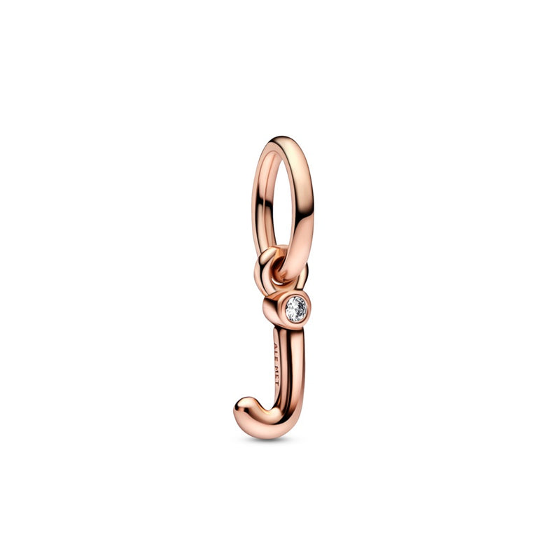 Letter j 14k rose gold-plated dangle with cle