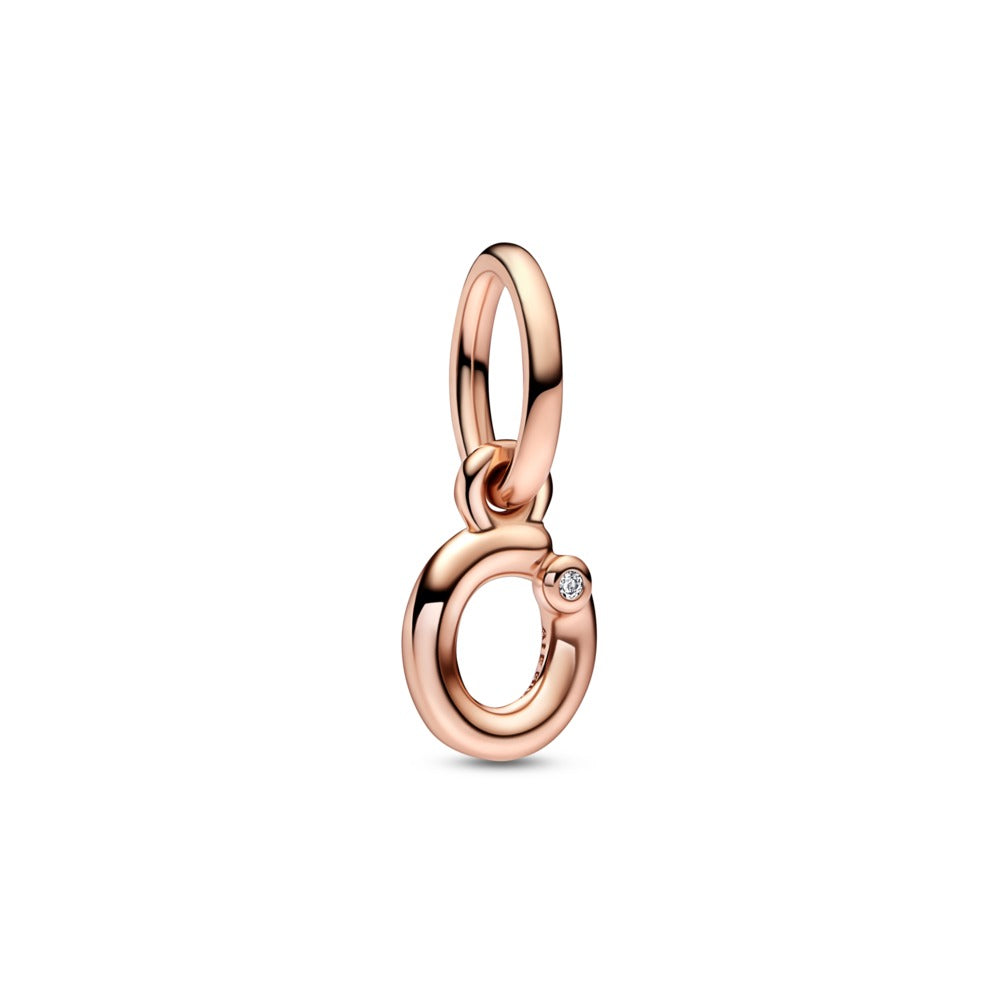 Letter o 14k rose gold-plated dangle with cle