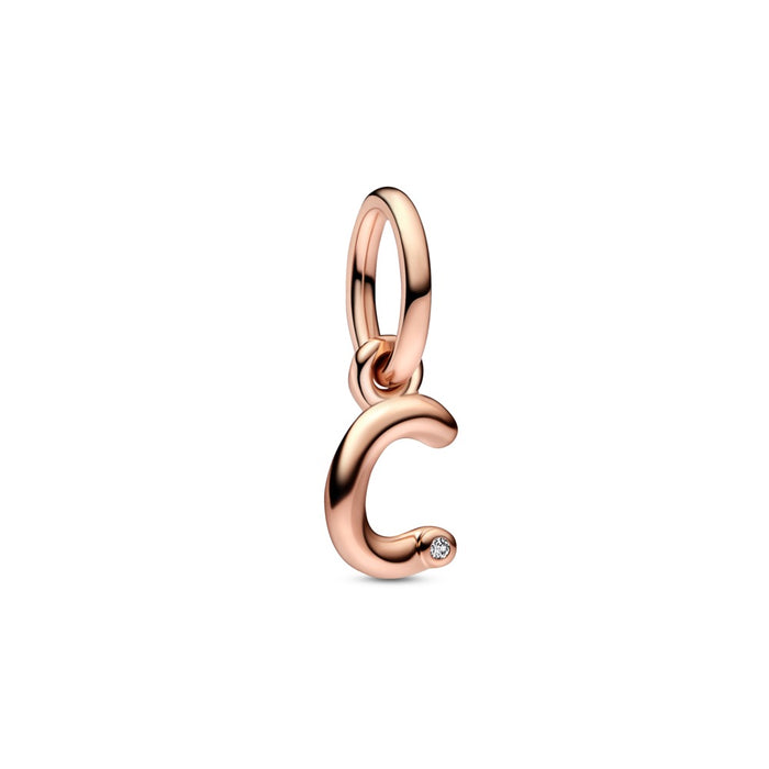 Letter c 14k rose gold-plated dangle with cl