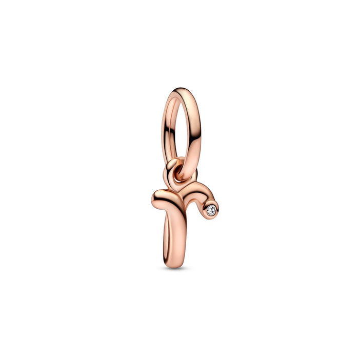 Letter r 14k rose gold-plated dangle with cle