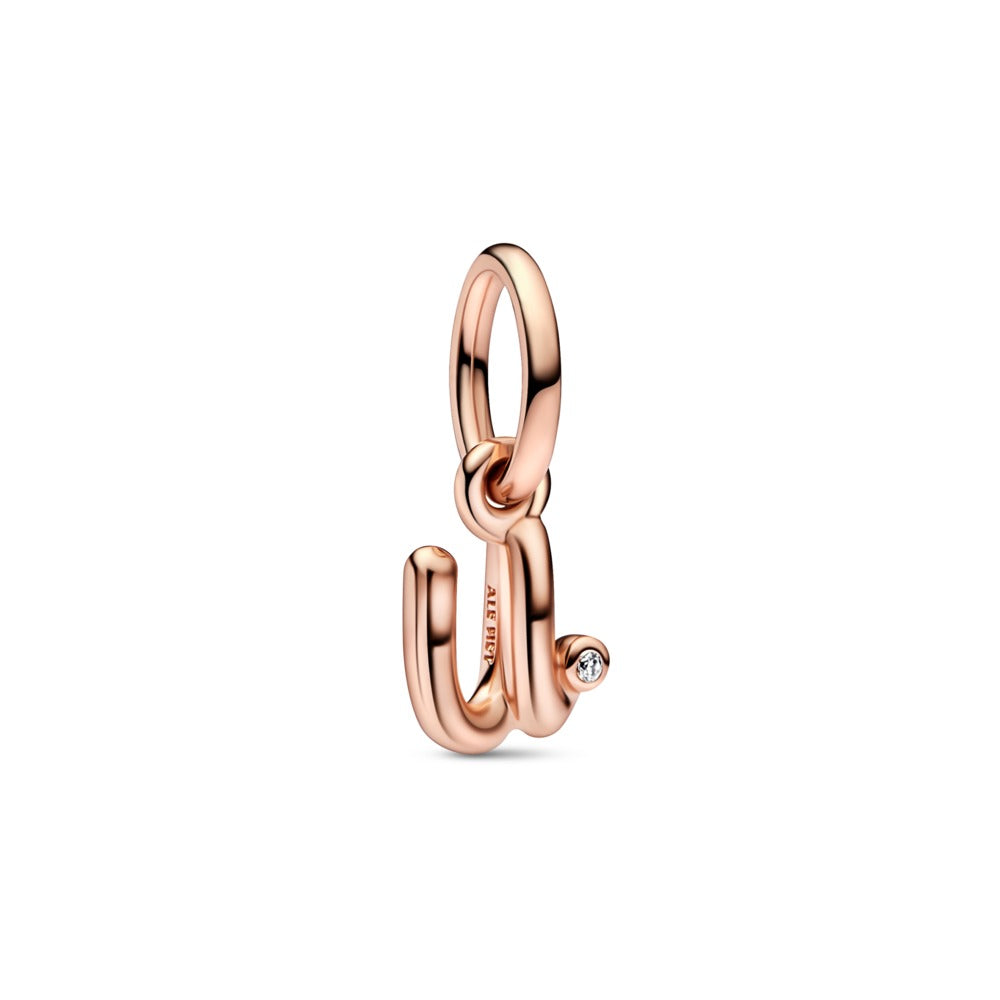 Letter u 14k rose gold-plated dangle with cle