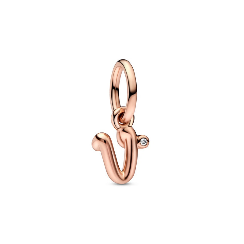 Letter v 14k rose gold-plated dangle with cle