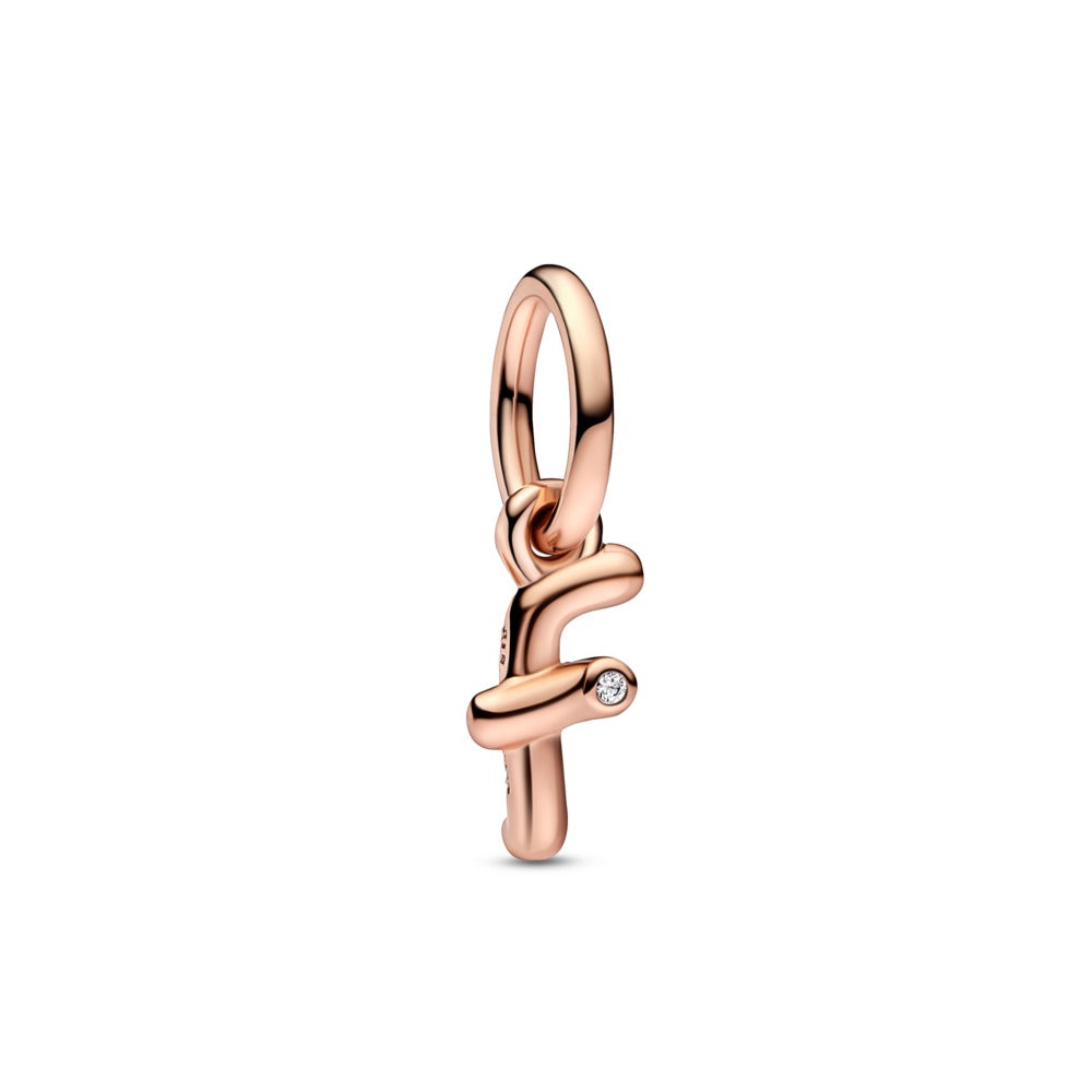 Letter f 14k rose gold-plated dangle with cle