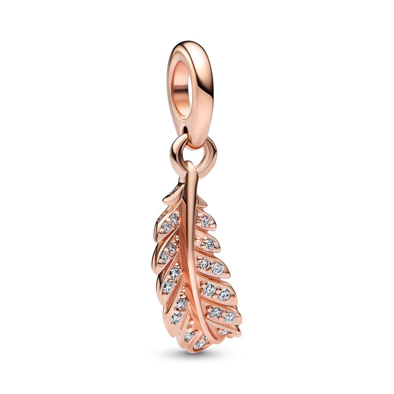 Feather 14k rose gold-plated dangle