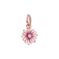 Daisy Pandora Rose dangle with clear cubic zirconia and shaded pink enamel