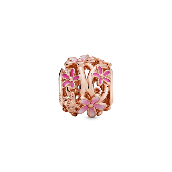 Daisy Pandora Rose charm with shaded pink enamel