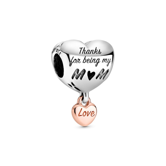 Heart sterling silver and Pandora Rose charm
