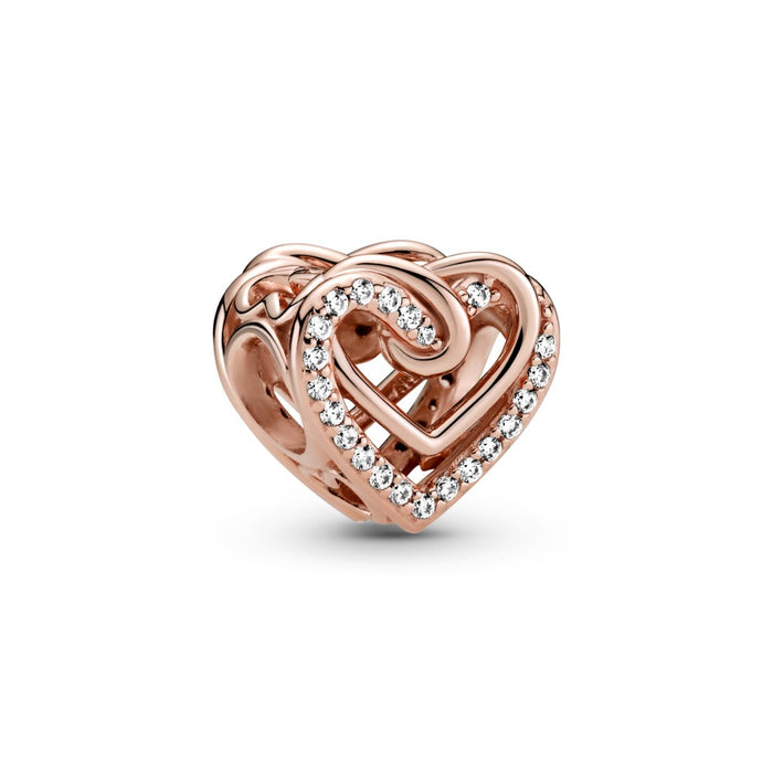 Rose heart Charm with Clear Cz