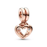 Heart 14k rose gold-plated double dangle with