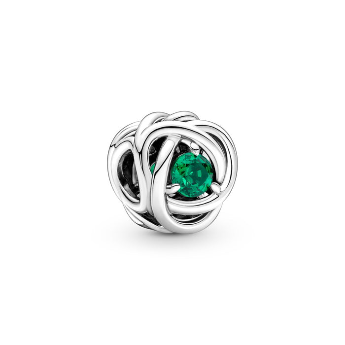 May Sterling silver charm with royal green crysta